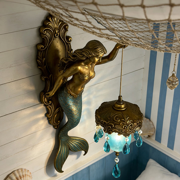 Wall Lamp Resin 20.0 cm Mermaid Indoor Bedroom Hallway Reading Nook Decorative Glass Shade Crystal Pendant Accent Light | Thomler
