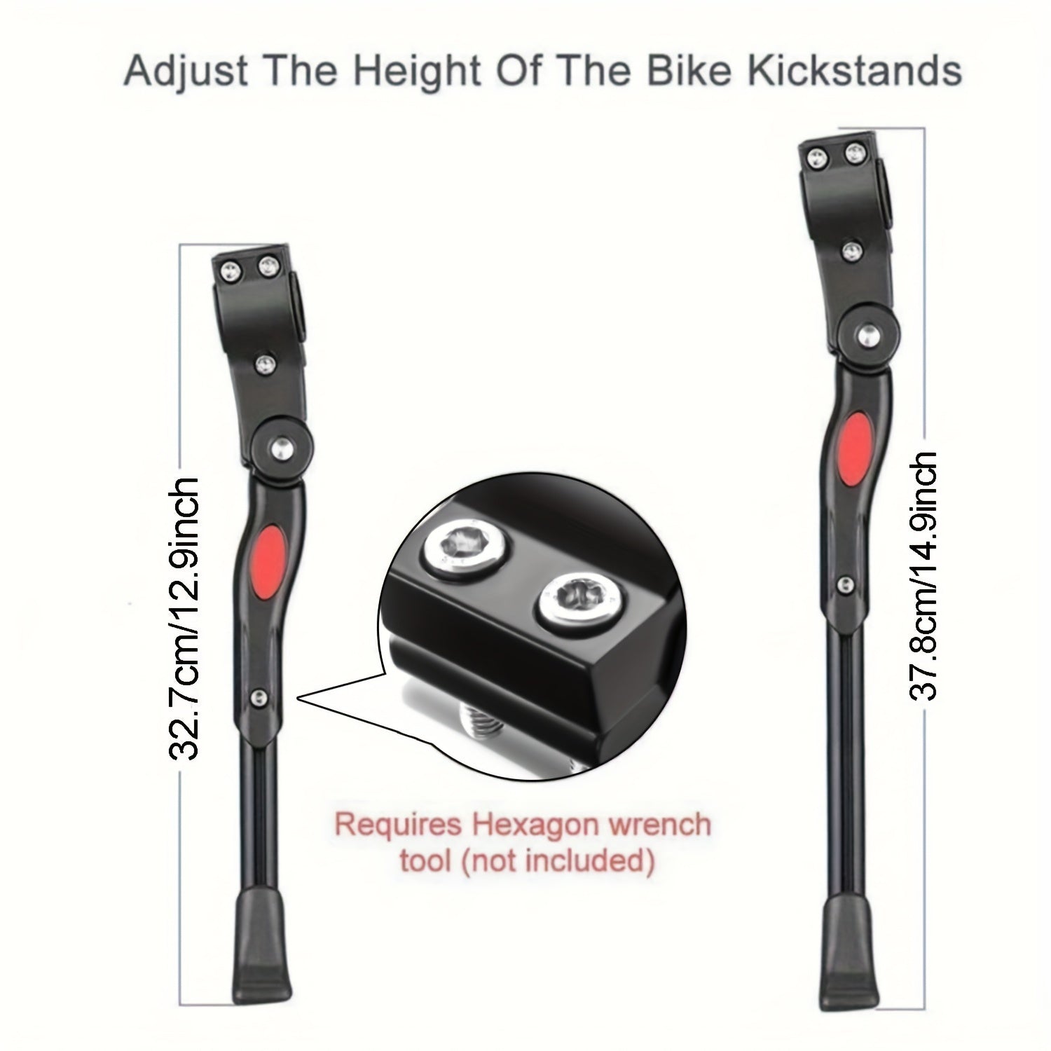 Adjustable Bicycle Kickstand Side Mount Parking Stand for Road Bikes Mountain Bikes Hybrid Bikes Stability Support 12.9-14.9 Inch Height | Thomler