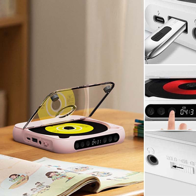Portable CD Player Bluetooth 5.3 13.5 cm Rechargeable Home Travel MP3 Audio Disc Music Player USB C | Thomler