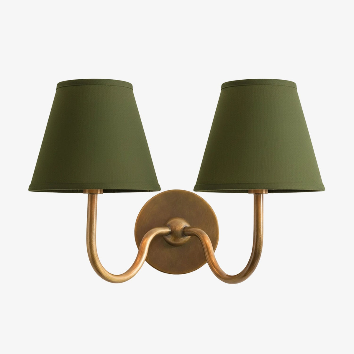 Brass Sconce with Fabric Drum Shade – 1 or 2 Light Hardwired Fixture for Bedroom, Hallway & Living Room | Thomler