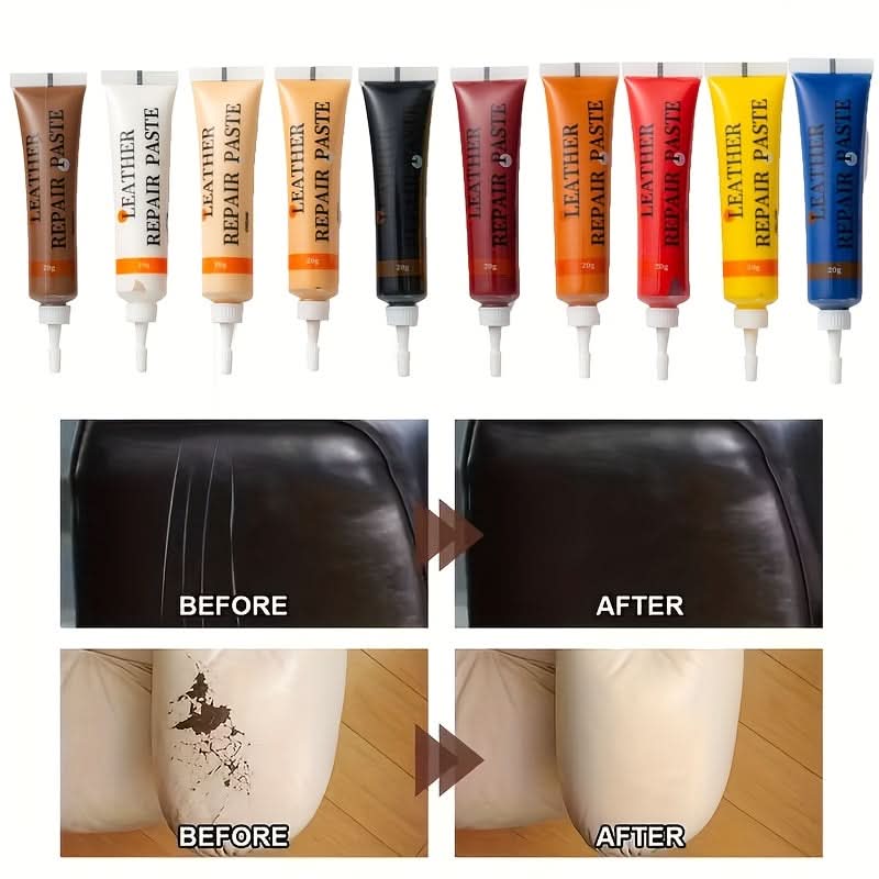 Leather & Vinyl Repair Kit for Couches, Car Interiors & Upholstery – 12 Color Options for Furniture Touch-Ups | Thomler