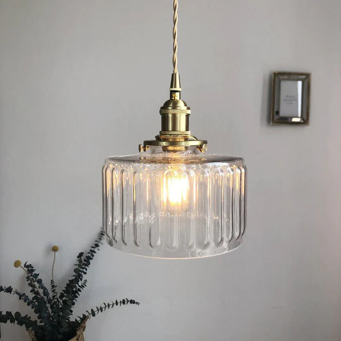 Glass Cylinder Hanging Light Fixture with Height-Adjustable Cord for Dining Room & Kitchen | Thomler