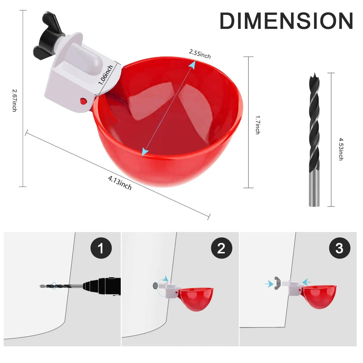 Self-Refilling Poultry Drinking Cups – 10-Pack with Drill Bit for Chickens, Ducks & Game Birds | Thomler