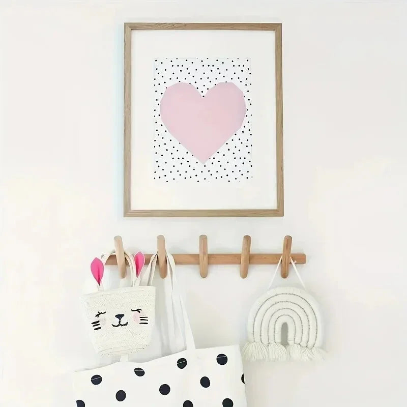 Wall Coat Rack Solid Oak 4 To 5 Hooks Hallway Storage Organiser Modern Scandinavian Entryway Coat Hanger | Thomler
