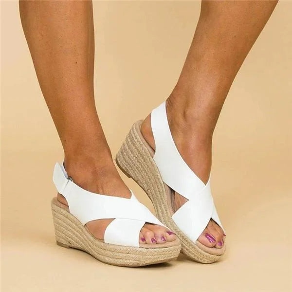 Women's Orthopedic Wedge Espadrilles with Elastic Straps – Cushioned Slip-On Summer Shoes for All-Day Comfort, Casual Outdoor Walking | Thomler
