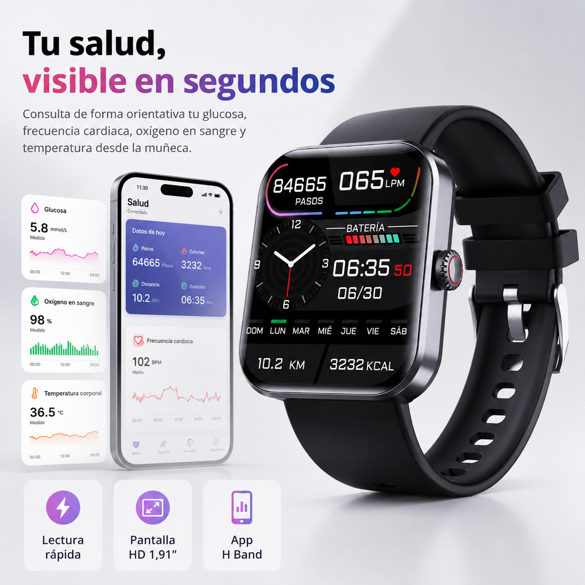 Wellness Tracker Smartwatch – Heart Rate, Blood Oxygen, Sleep & Activity Monitor | Thomler