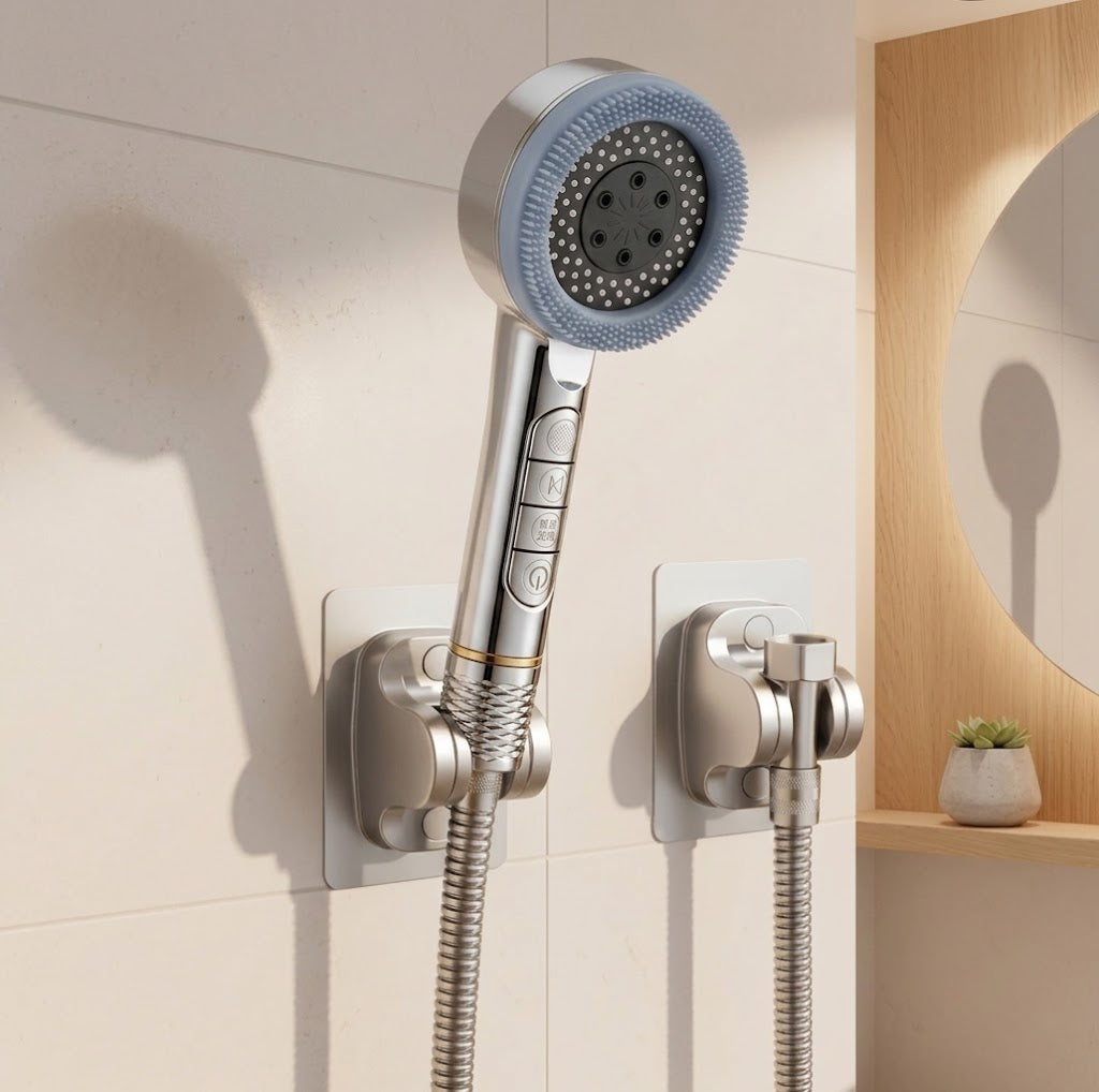 5-Mode High-Pressure Handheld Shower Head with Adjustable Holder & 59 in Hose | Thomler