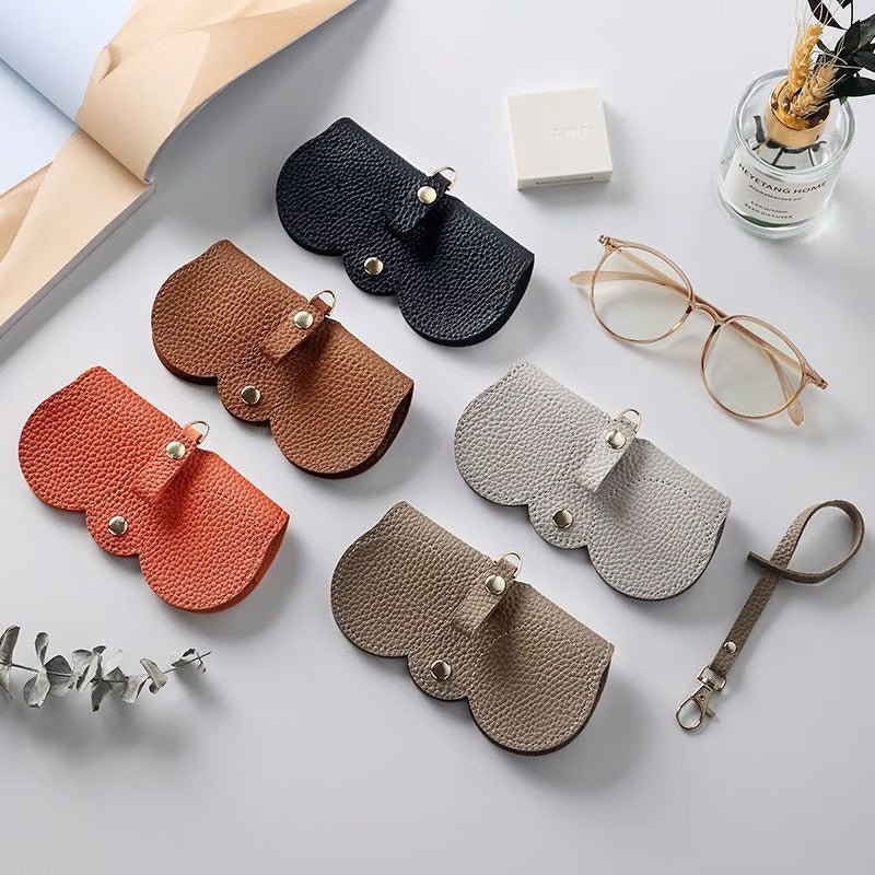 Slim Faux Leather Eyewear Sleeve Protector Case for Travel Purse Bag Storage Gray Black Brown Orange Coffee | Thomler