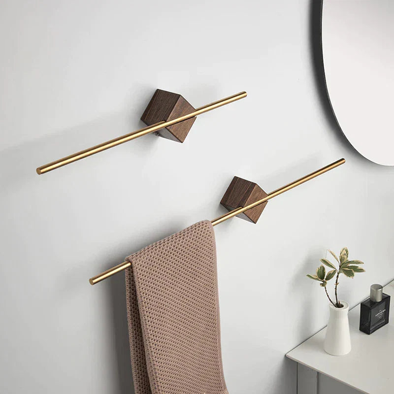 Wall-Mount Towel Bar for Bathroom – Stainless Steel & Wood Accent – 15.7, 19.7, or 22.8 Inch Lengths – Easy Install – Modern Minimalist | Thomler