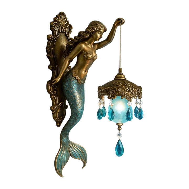 Wall Lamp Resin 20.0 cm Mermaid Indoor Bedroom Hallway Reading Nook Decorative Glass Shade Crystal Pendant Accent Light | Thomler