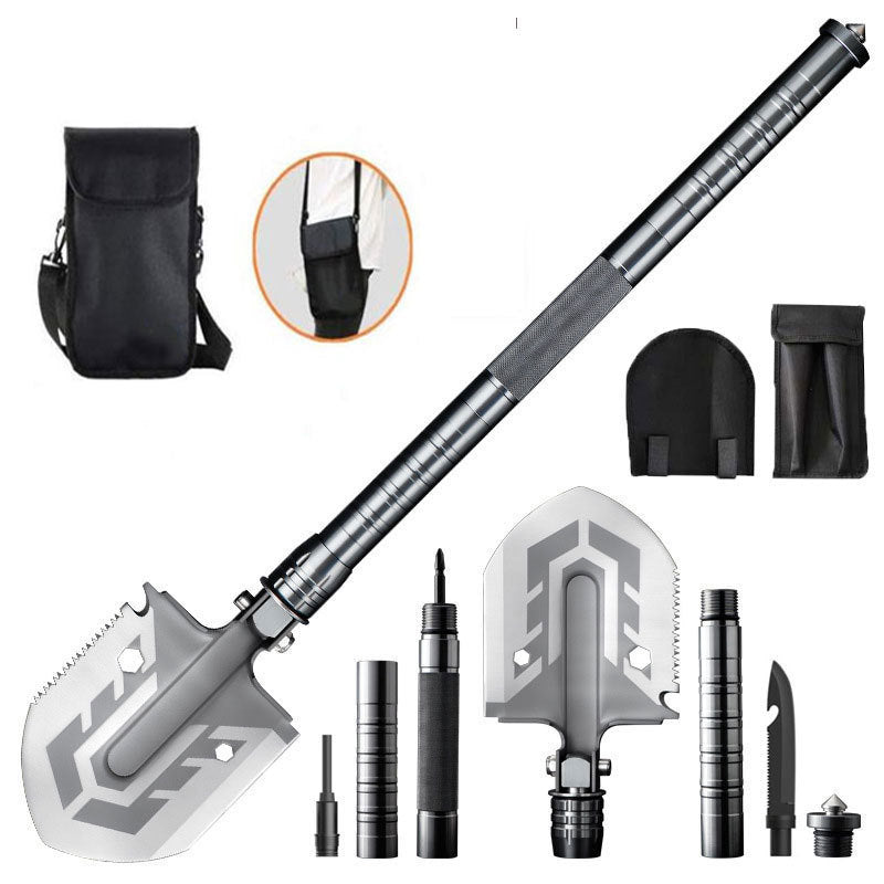 Multi-Tool Folding Camp Spade with Fire Starter, Saw & Hatchet for Hiking, Backpacking & Emergency Kits | Thomler