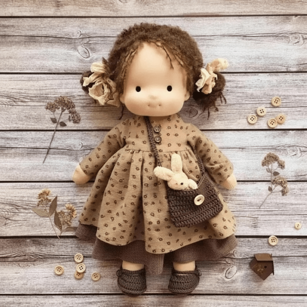 Handmade Cotton Waldorf Doll – Soft Cloth Baby Doll for Toddlers & Preschoolers – Natural Fabric Stuffed Toy for Imaginative Play, Sensory | Thomler