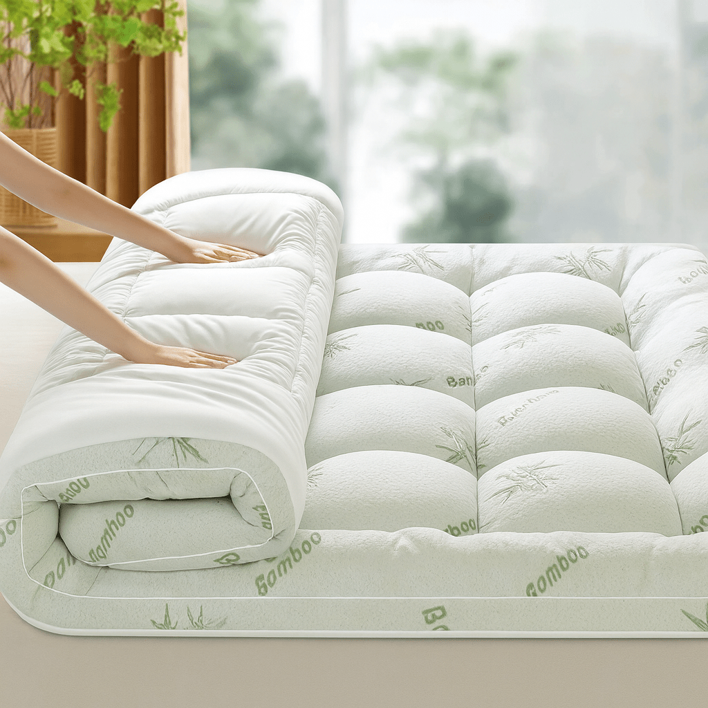 Mattress Topper Bamboo Blend 5.0 cm (2.0") Breathable Bed Comfort Cooling Hypoallergenic Mattress Protector Overlay | Thomler