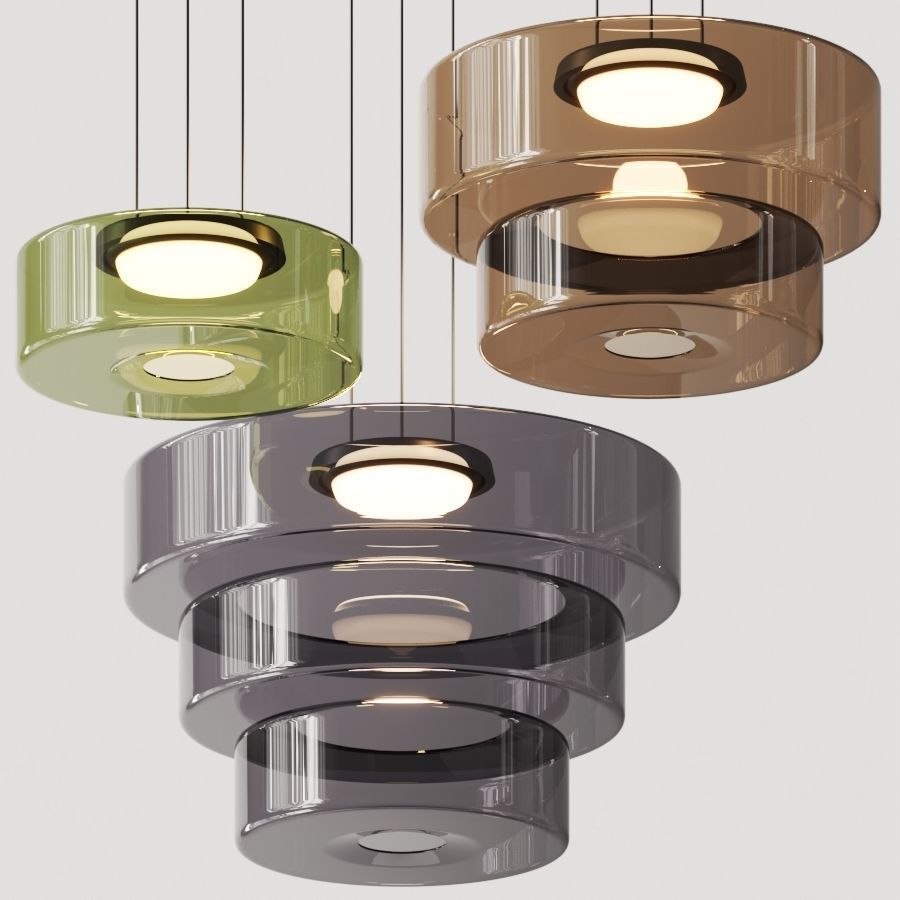 Modern Tiered Glass Ceiling Fixture – Iron & Glass Hanging Light for Kitchen Island, Dining Room & Living Space – Adjustable Multi-Layer | Thomler