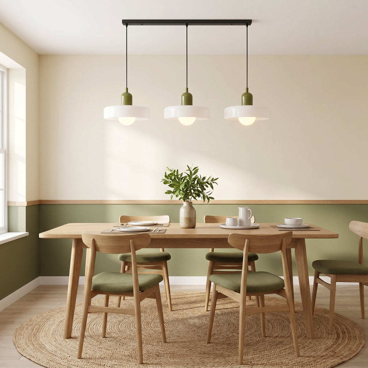 3-Light Geometric Glass Pendant Chandelier – Adjustable Height Statement Fixture for Dining Room, Kitchen Island & Bar | Modern Art Deco | Thomler