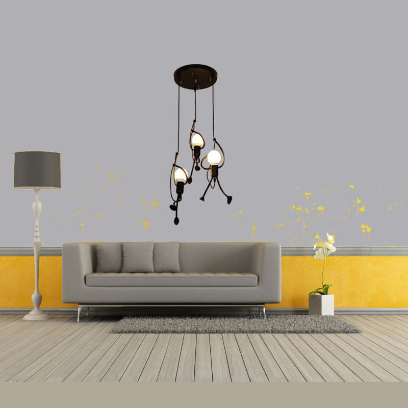 Superhero Silhouette Metal Pendant Light with Adjustable Cable & LED Bulbs | Thomler