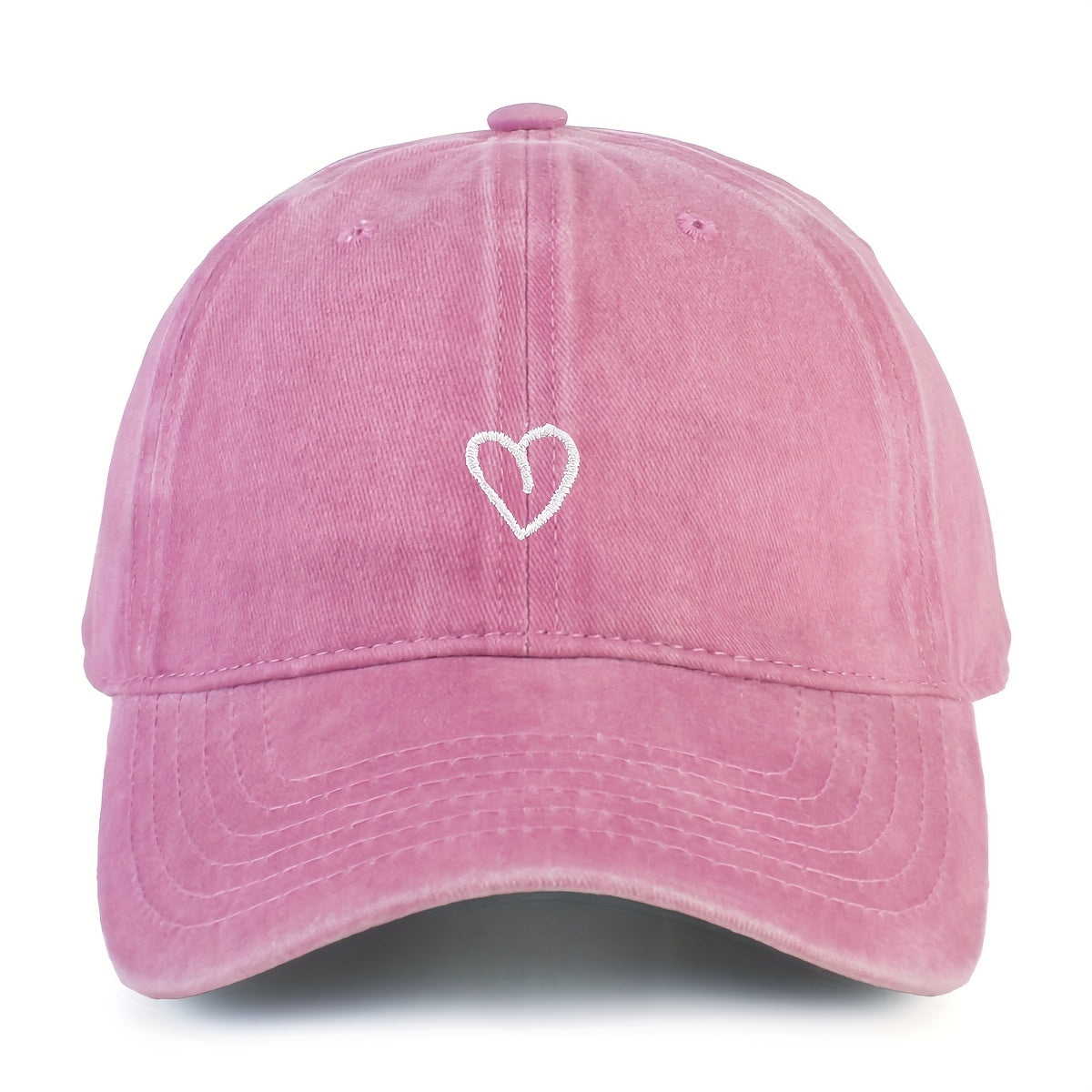 Embroidered Heart Baseball Cap for Women Adjustable Vintage Washed Cotton Dad Hat Summer | Thomler