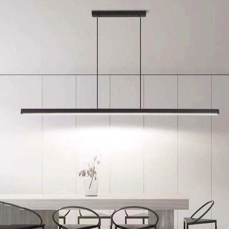 Pendant Light Metal Acrylic 150.0 cm Black Dining Table Kitchen Island Linear LED Hanging Ceiling Lamp | Thomler