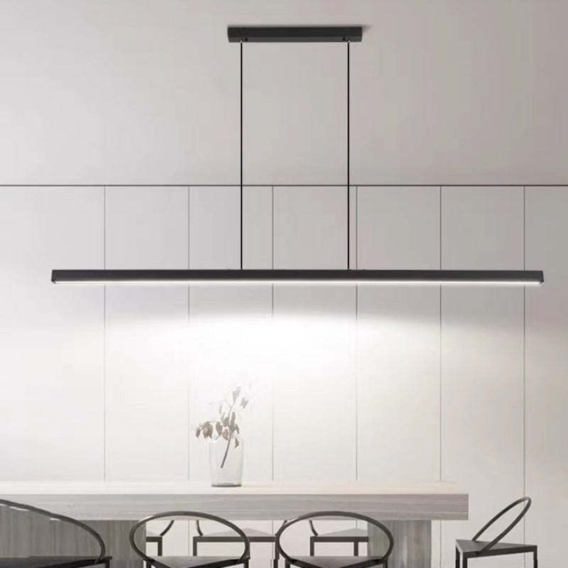 Sleek Overhead LED Bar Light Metal Frame Acrylic Diffuser Adjustable Height Dining Room Kitchen Island | Thomler