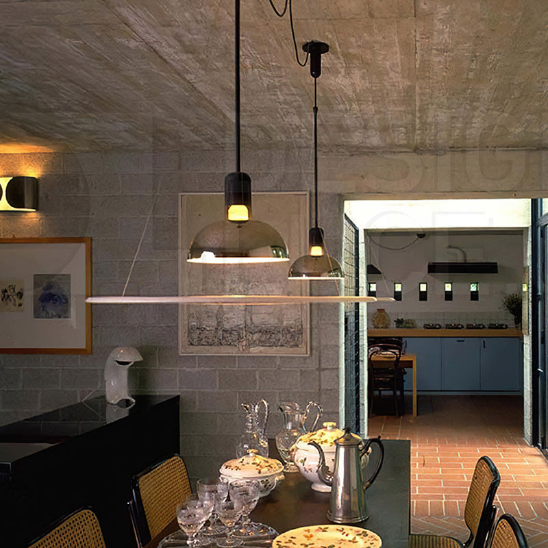 Contemporary Bell-Shaped Glass Pendant Light with Metal Canopy for Kitchen Island & Dining Room | Thomler