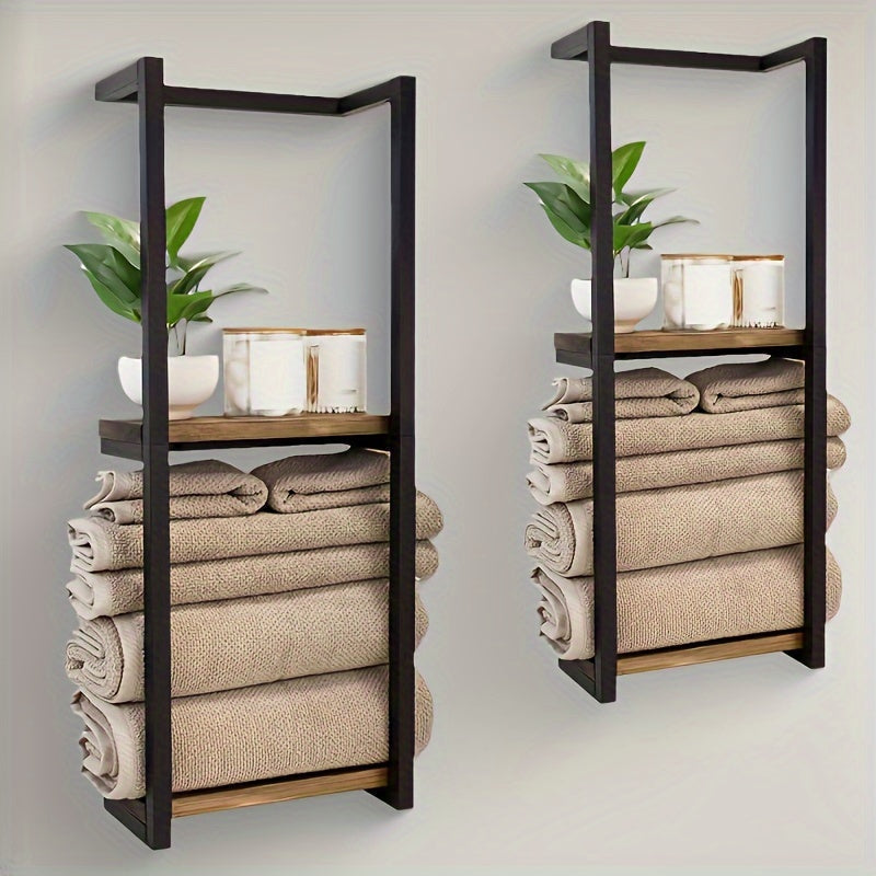 Wall-Mounted Towel Rack with Dual Tiers for Bathroom Organization | Space-Saving Stainless Steel Holder for Bath & Hand Towels | Thomler