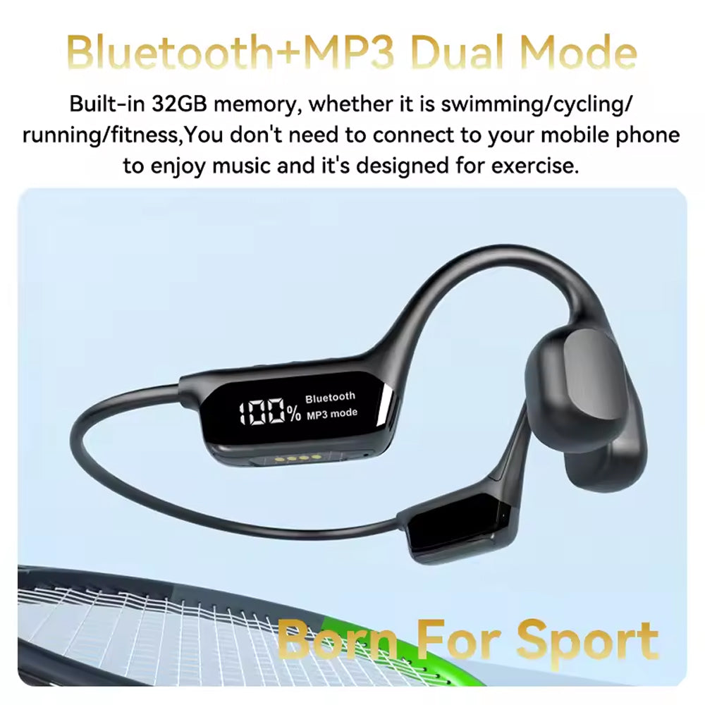 Waterproof Bone Conduction Swimming Headphones 32GB Storage IPX8 Rated for Pool Diving Ocean Sports Bluetooth 5.4 Open-Ear Audio | Thomler