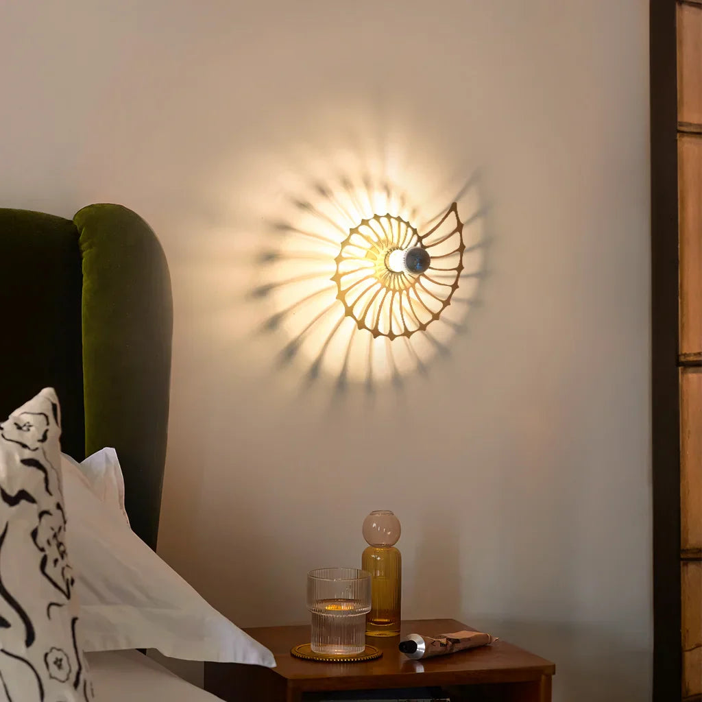 Wall Lamp Ceramic LED 7.9 in Nautilus Design Gold Black Living Room Bedroom Hallway Decorative Accent Lighting | Thomler