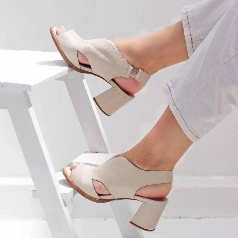 Blokhak Sandalen Dames Open Teen Elegant | Navando