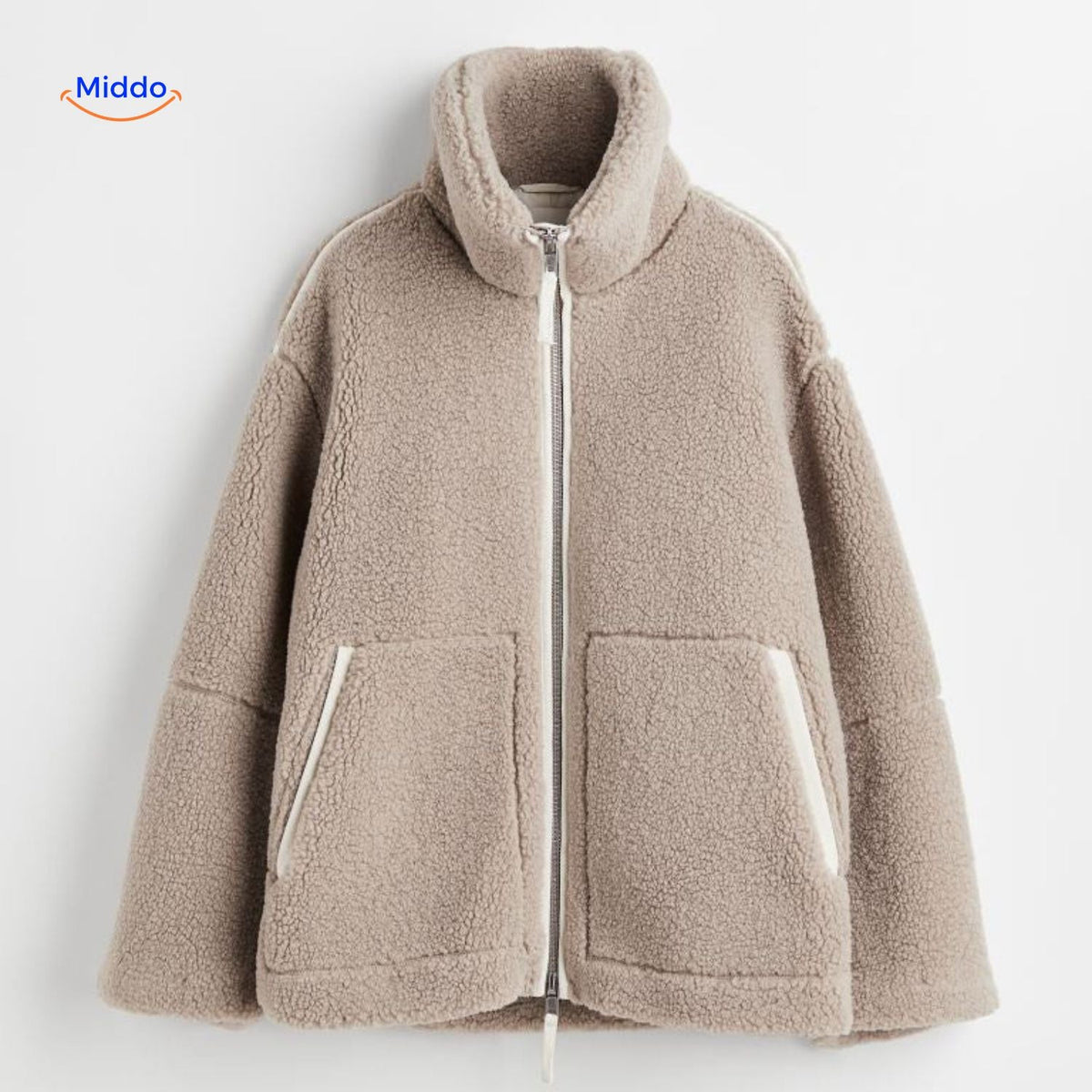 Faux Shearling Jacket with Stand Collar for Women – Plush Sherpa Winter Coat | Thomler