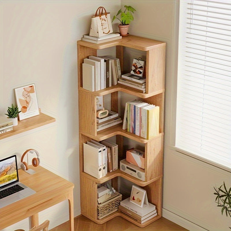Solid Wood Corner Shelf Unit – Space-Saving Storage Organizer for Living Room, Bedroom & Home Office | Thomler