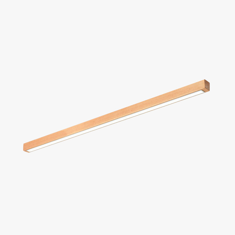 Elongated Flush Mount LED Fixture with Natural Timber Frame for Hallways & Bedrooms | Thomler