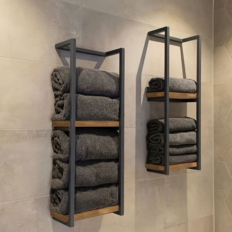Wall-Mounted Towel Rack with Dual Tiers for Bathroom Organization | Space-Saving Stainless Steel Holder for Bath & Hand Towels | Thomler