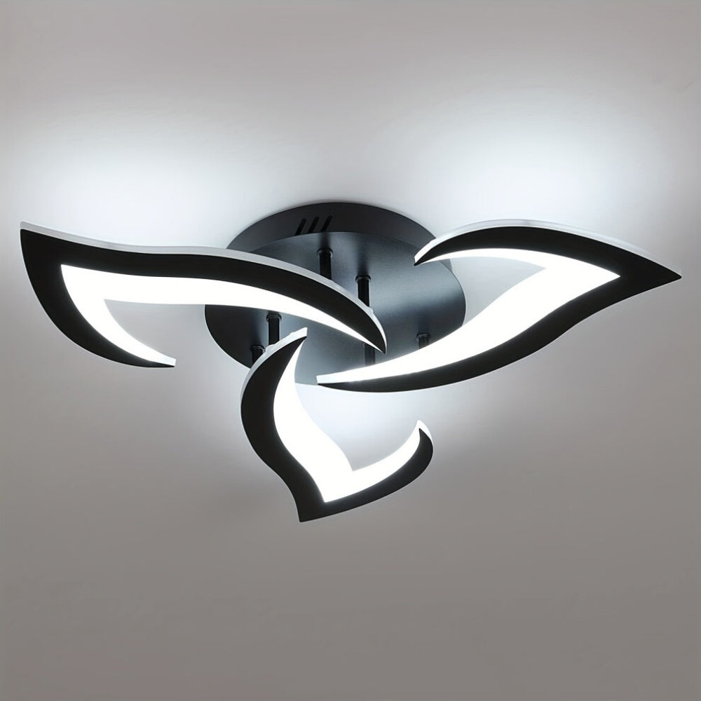 Ceiling Lamp Metal Acrylic 55.0 cm Black LED Living Room Bedroom Flower Design Flush Mount Lighting | Thomler