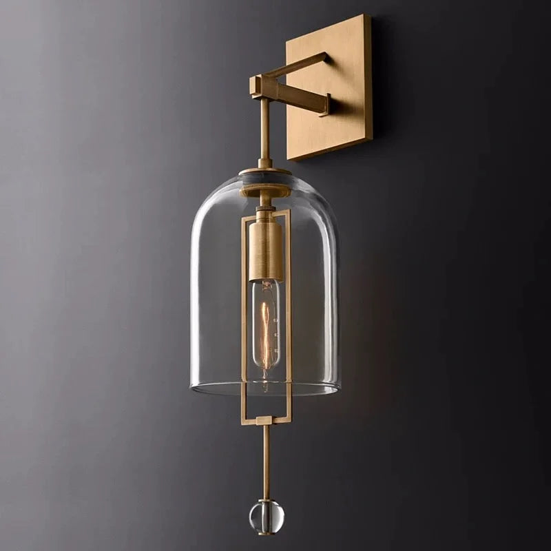 Wall Lamp Glass Bell 23.2 in Copper Black Bedroom Hallway Modern Sconce Ambient Lighting Fixture | Thomler