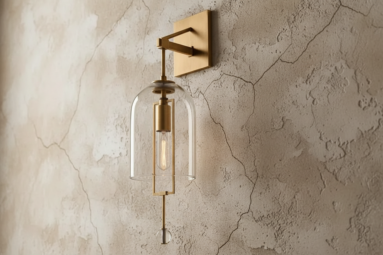 Wall Lamp Glass Bell 23.2 in Copper Black Bedroom Hallway Modern Sconce Ambient Lighting Fixture | Thomler