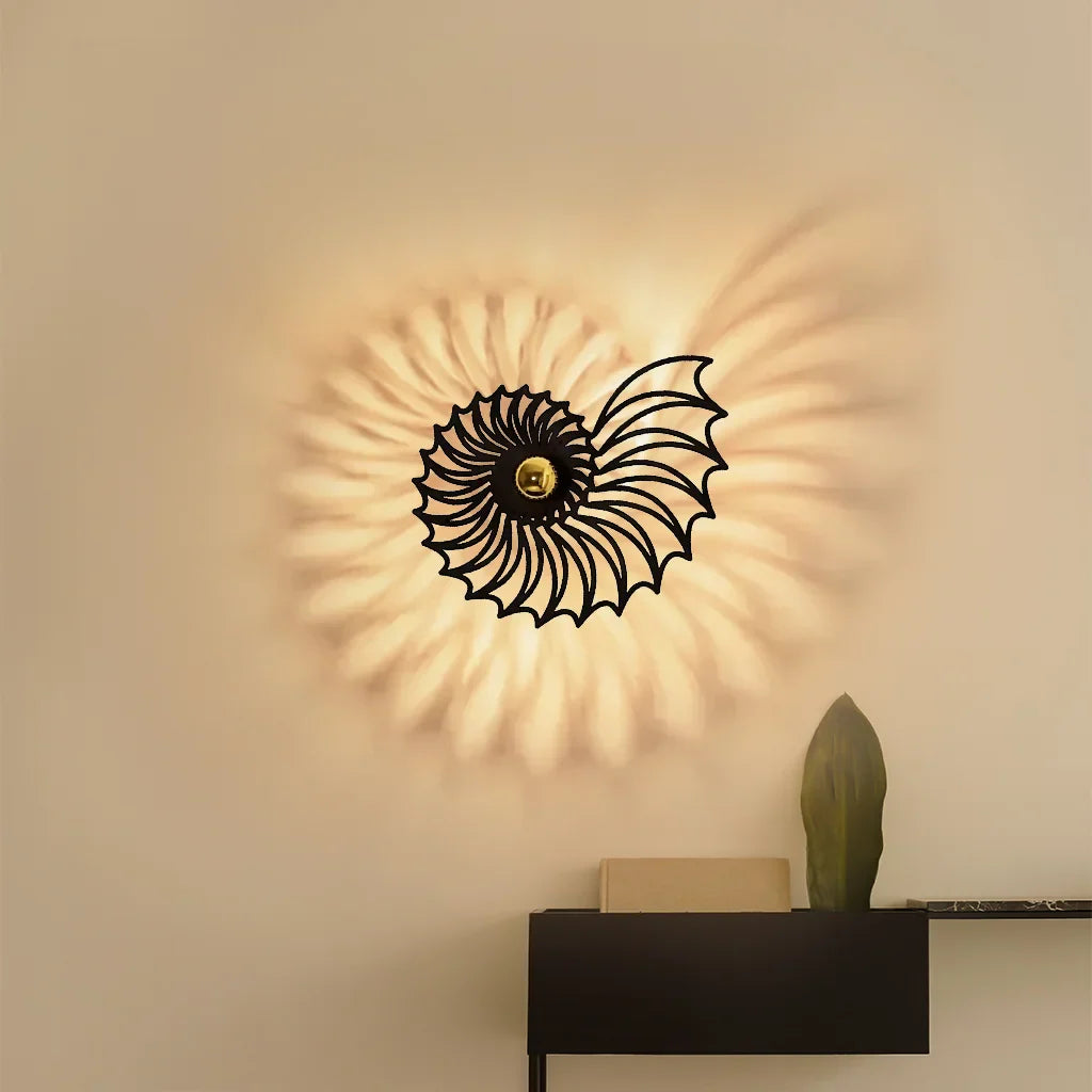 Wall Lamp Ceramic LED 7.9 in Nautilus Design Gold Black Living Room Bedroom Hallway Decorative Accent Lighting | Thomler