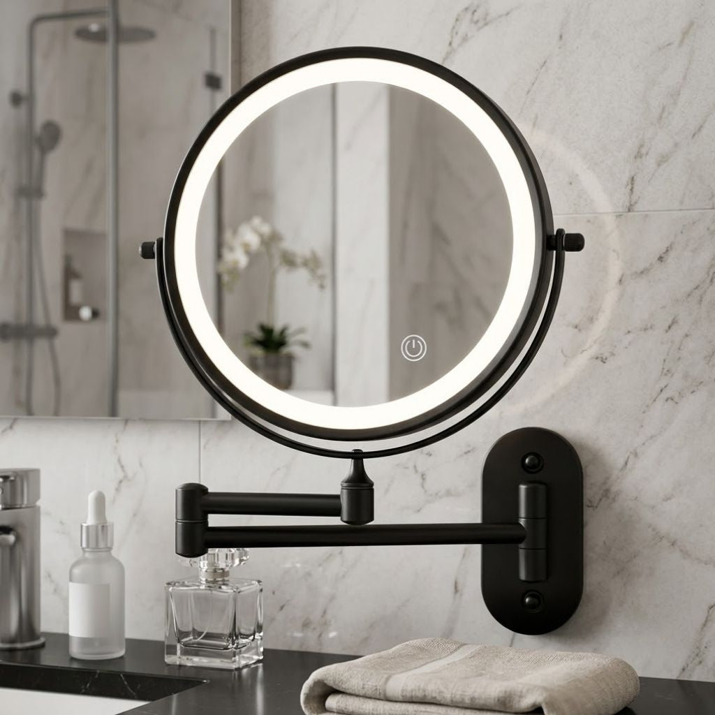 Cordless Lighted Vanity Mirror with Adjustable Magnification & 3-Tone LED Illumination for Beauty Routine & Grooming | Thomler