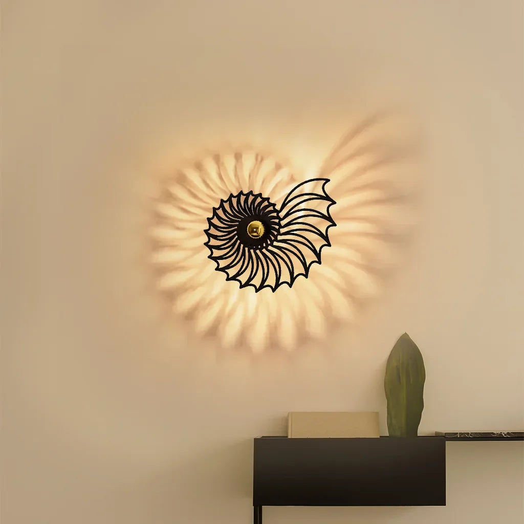 Wall Lamp Ceramic LED 7.9 in Nautilus Design Gold Black Living Room Bedroom Hallway Decorative Accent Lighting | Thomler