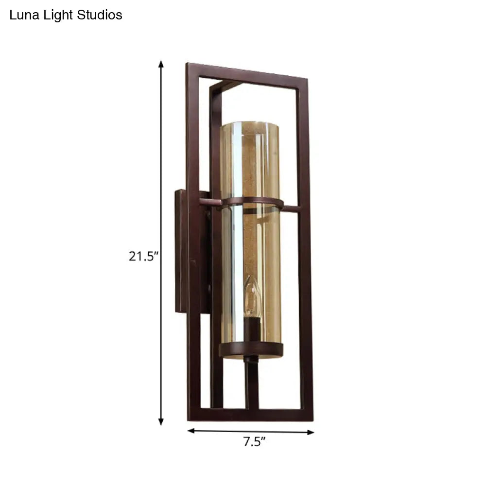 Single-Light Wall Sconce with Golden Glass Shade – Black Metal Frame Fixture for Hallway, Bedroom, Living Room | Thomler