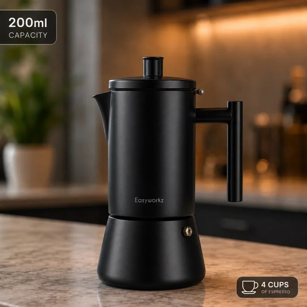 Stainless Steel Stovetop Coffee Percolator with Non-Drip Spout – Induction Ready Espresso Brewer for Gas Electric Ceramic Cooktop Home Café | Thomler