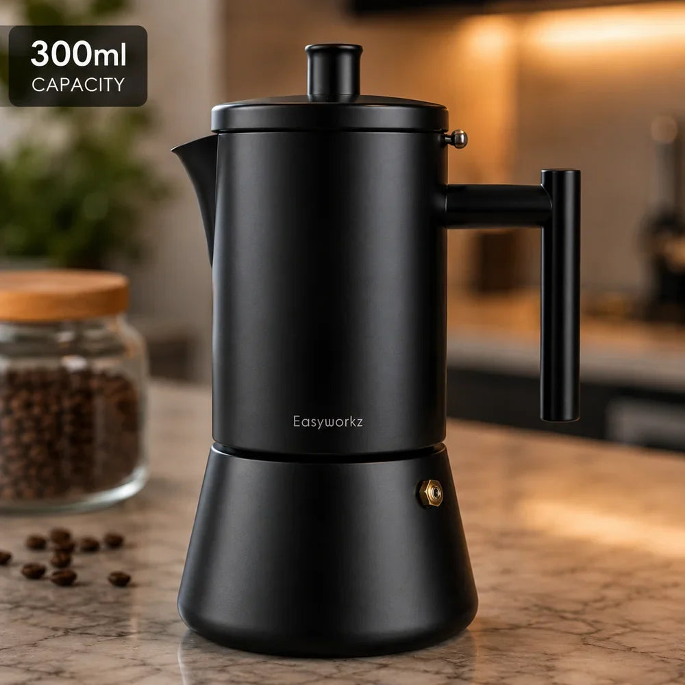 Stainless Steel Stovetop Coffee Percolator with Non-Drip Spout – Induction Ready Espresso Brewer for Gas Electric Ceramic Cooktop Home Café | Thomler