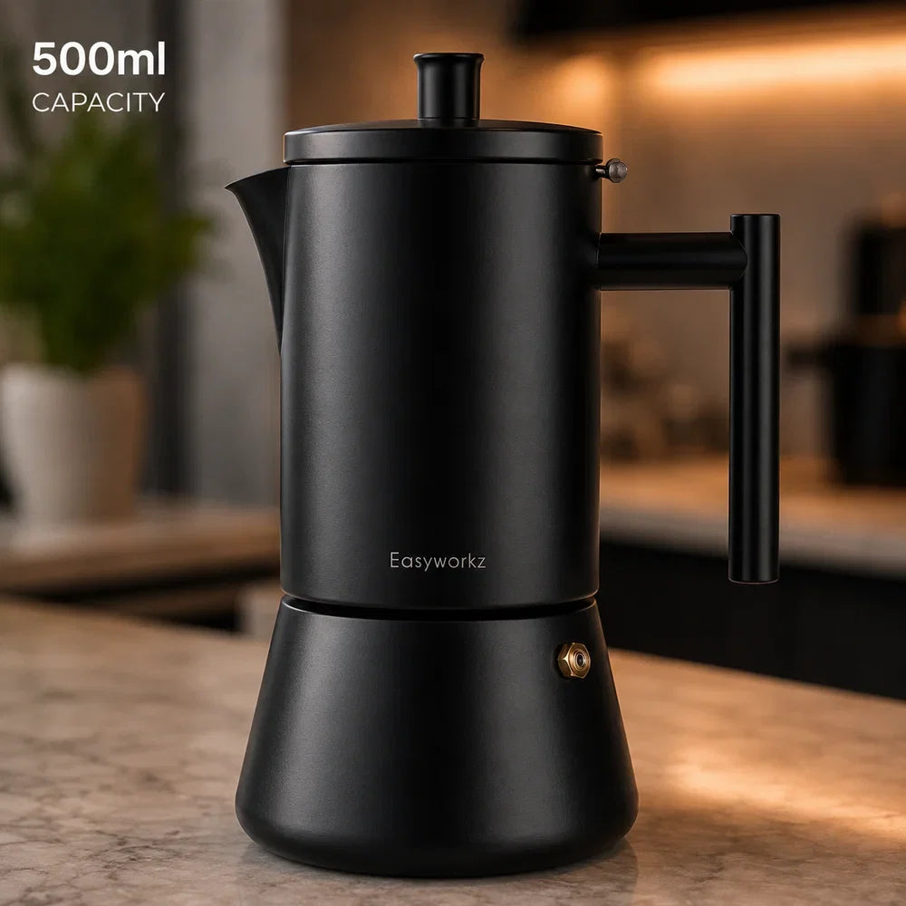 Stainless Steel Stovetop Coffee Percolator with Non-Drip Spout – Induction Ready Espresso Brewer for Gas Electric Ceramic Cooktop Home Café | Thomler
