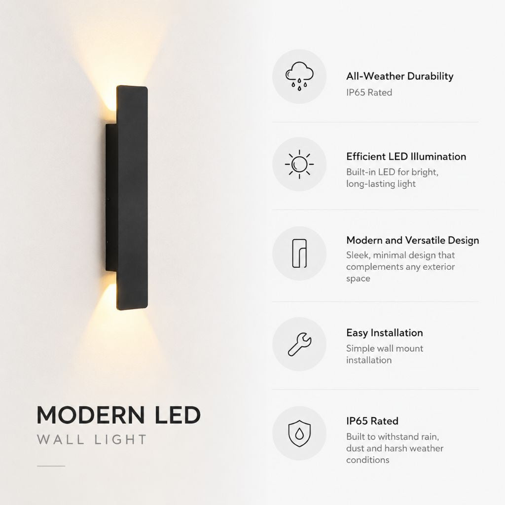 Outdoor LED Wall Sconce Aluminum Waterproof Fixture for Garden Patio Entryway Exterior House Lighting 6W 18W 24W | Thomler