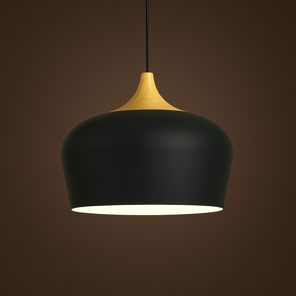 Pendant Light Aluminium Wood 35.0 cm Pastel Dining Room Kitchen Island Hanging Ceiling Lamp E27 Retro Dome Globe | Thomler