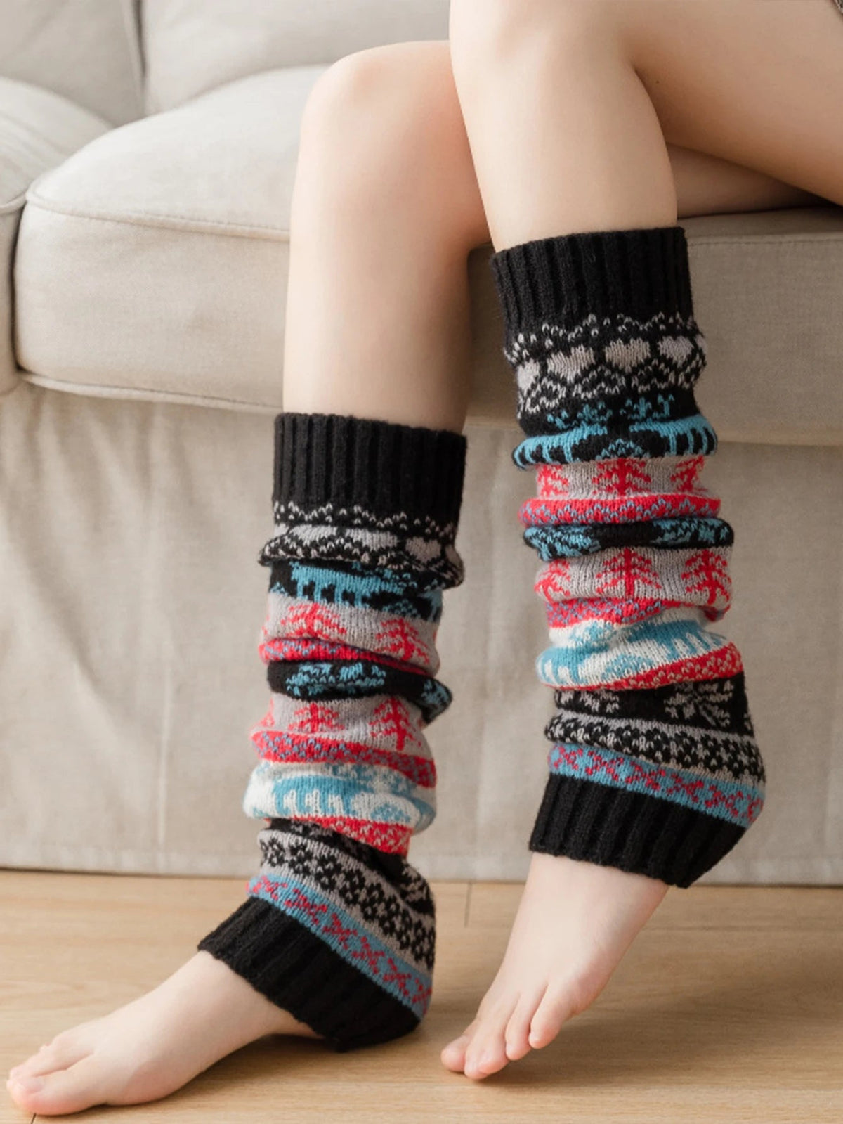 Cable-Knit Winter Boot Socks with Snowflake Pattern – Pull-On Thermal Leg Sleeves for Women | Thomler