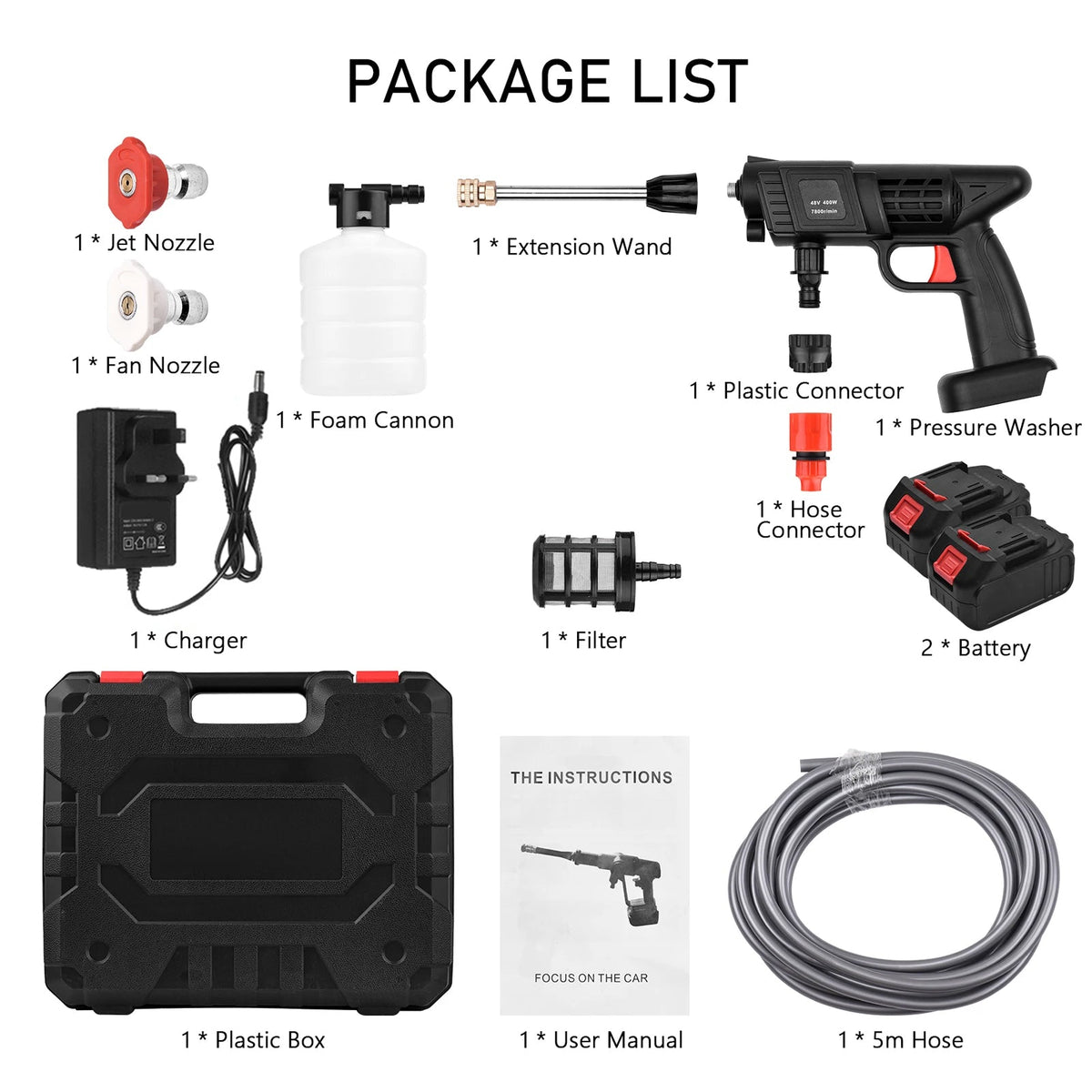 Cordless High-Pressure Water Sprayer with Rechargeable Battery 36V 1500W for Cars Driveways Patios Outdoor Deep Cleaning Portable Handheld | Thomler