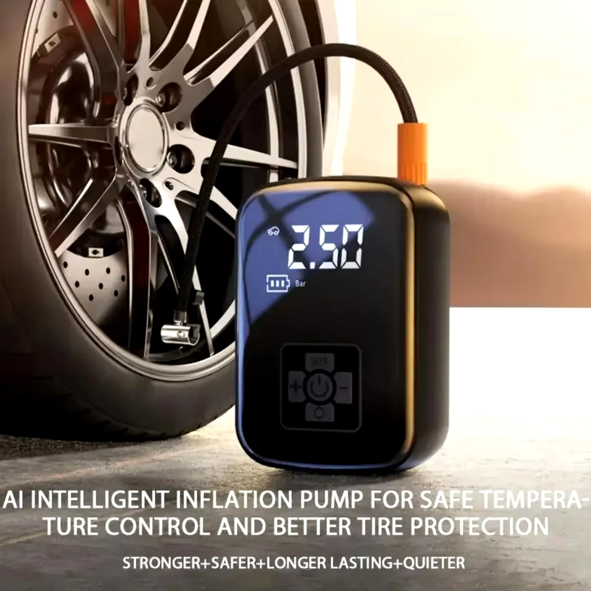 Portable Battery Air Compressor with Auto Shutoff & LED Light for Cars, Bikes, Sports Equipment | Thomler
