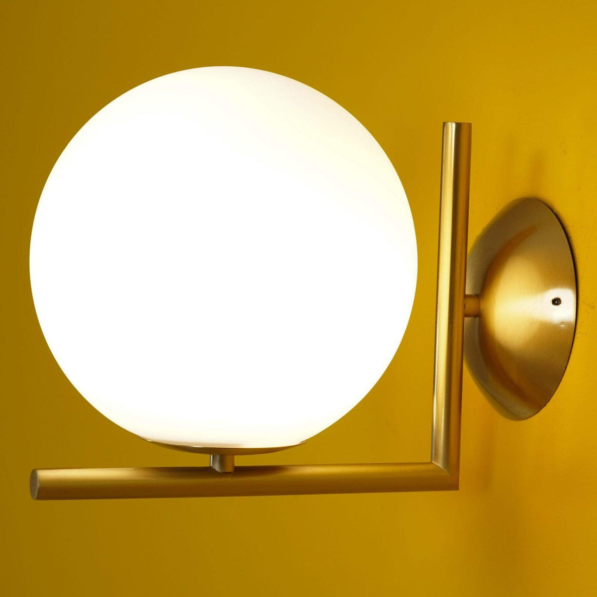 Handblown Opal Glass Wall Sconce – Modern Minimalist Wall Light Fixture with Metal Base | Thomler