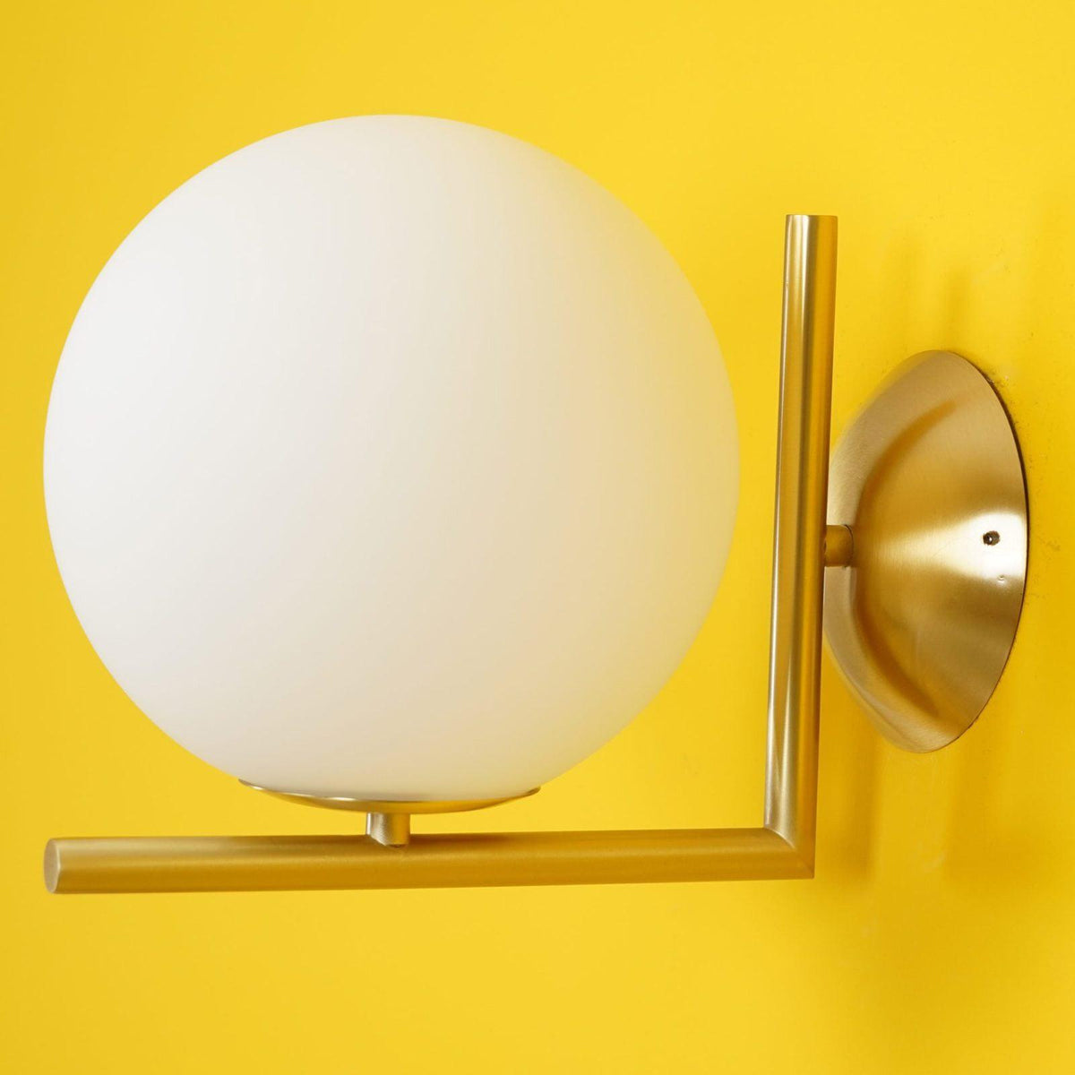 Handblown Opal Glass Wall Sconce – Modern Minimalist Wall Light Fixture with Metal Base | Thomler