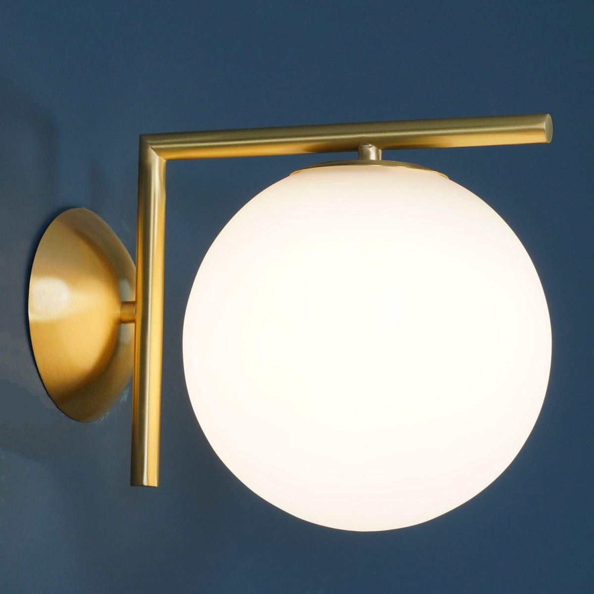 Handblown Opal Glass Wall Sconce – Modern Minimalist Wall Light Fixture with Metal Base | Thomler